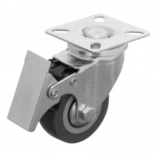 Колесо поворотное с тормозом D 50 мм, крепление платформенное Сибртех (68719)