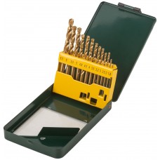 Набор сверл HSS по металлу, титановое покрытие, 13 шт. (1,5-6,5 мм), металлический бокс (34218)