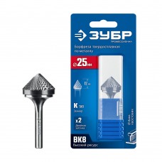 Борфреза твердосплавная 25?12 мм, тип K (зенкер с вершиной 90°), хв-к 6 мм ЗУБР ПРОФЕССИОНАЛ 28809-25-12