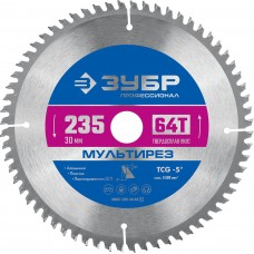 Пильный диск по алюминию Мультирез, 235 х 30 мм, 64Т ЗУБР Профессионал 36907-235-30-64_z01