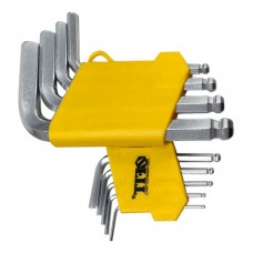 Ключи шестигранные, CrV сталь, 9 шт., 2-12 мм, с шаровым наконечником, в пластиковом держателе