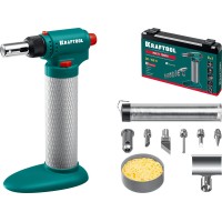 Газовый паяльник Multi torch, 30–150 Вт, 1300°С, набор 8 в 1: горелка, фен, пьезоподжиг KRAFTOOL 55506-H8
