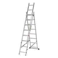 Лестница, 3 х 8 ступеней, алюминиевая, трехсекционная, Сибртех (97818)