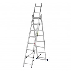 Лестница, 3 х 8 ступеней, алюминиевая, трехсекционная, Сибртех (97818)