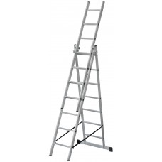 Лестница трехсекционная алюминиевая, 3 х 7 ступеней, H=202/316/426 см, вес 9,16 кг (65432)