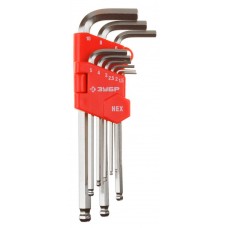 Набор ключей имбусовых длинных с шариком 9 шт ЗУБР 27461-2