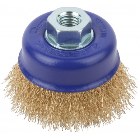 Щетка для УШМ, М14, тип Чашка, латун. витая проволока 0,3 мм, 75 мм, блистер, CUTOP Profi (82-894)