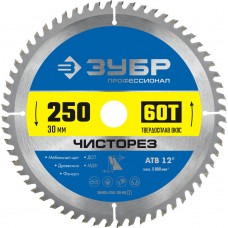 Диск пильный по дереву Чисторез 250 x 30 мм, 60Т ЗУБР Профессионал 36905-250-30-60_z01