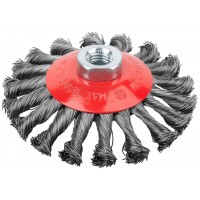 Корщетка-колесо с наклоном, гайка М14, стальная витая проволока 115 мм (39115)