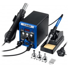 Паяльная станция ремонтная 2-в-1, 650 Вт, 100-500°C Профессионал ЗУБР ПСР-650 55427