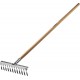 Садовые грабли PS-12 WOOD, 370 х 105 х 1300 мм, 12 витых зубцов, нержавеющая сталь, деревянный черенок, PROLine GRINDA 39481-12