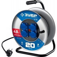 Удлинитель силовой на стальной катушке КГ-325 КГ 3 x 2.5 мм2, 20 м, 4000 Вт, IP44 ЗУБР Профессионал 55079-20_z01
