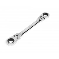 Ключ накидной двусторонний 18х19 мм трещоточный шарнирный хром HORTZ