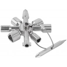 Ключ универсальный для электрошкафов 10-в-1, двусторонняя CrV бита РН2/SL7 (60110)