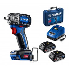 ЗУБР 20 В, 350 Н·м, 2 АКБ LMS (2 А·ч), бесщеточный ударный гайковерт, кейс, ПРОФЕССИОНАЛ (GB-350-22)