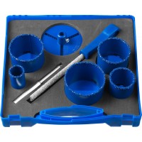 Набор кольцевых коронок 8 шт, d 33, 53, 67, 73, 83 мм, карбид-вольфрамовое нанесение ЗУБР Профессионал 33350-H8_z01