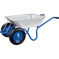 Тачка строительная двухколесная 130 л, 280 кг, цельная рама, усиленная, пневматические колеса Профессионал ЗУБР ПТ-350 39913