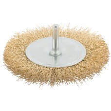 Корщетка, тип колесо, со штифтом, стальная латунированная волнистая проволока 100 мм (38485М)