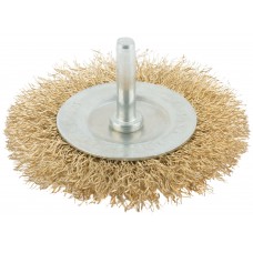 Корщетка, тип колесо, со штифтом, стальная латунированная волнистая проволока 75 мм (38484М)