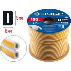 Уплотнитель резиновый самоклеящийся D-профиль 150 м размер 9?8 мм белый ЗУБР Профессионал 40920-150_z01