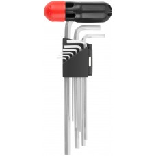 Ключи шестигранные HEX длинные CrV 9 шт.( 1,5-10 мм ), пластиковая Т-обр.ручка