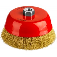 Чашечная щетка-крацовка для УШМ 150 мм, витая стальная латунированная проволока 0.3 мм MIRAX 35142-150