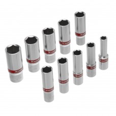 Набор удлиненных торцевых головок 3/8, 6 гранные, CrV, 8-19мм, 10 штук Matrix