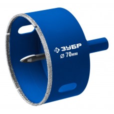 Коронка алмазная АГК, d 70 мм, центр. сверло, трехгранный хвост, Р60 ЗУБР Профессионал 29850-70