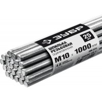 Резьбовая шпилька М10 x 1000 мм, кл. пр. 4.8, цинк, 25 шт ЗУБР DIN 975 30330-10-1