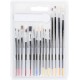 Кисти художественные, натуральная щетина, деревянная ручка, плоские и круглые, набор 15 шт. (01535)