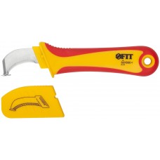 Нож изолированный 1000 В с пяткой, нерж.сталь, 170 мм, лезвие 37 мм, прорезин.ручка (10604)