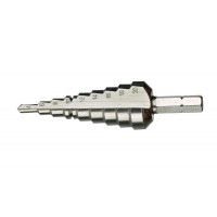 Бита-сверло ступенчатое 4-20 мм шаг 2 мм для жести 1 мм 75 мм 1/4