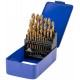 Набор сверл по металлу HSS шлифованные, титановое покрытие, угол заточки 135°, мет.бокс, 25 шт. (1-13 мм, через 0,5 мм) (35745М)