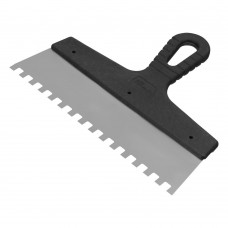 Шпатель из нержавеющей стали, 250 мм, зуб 8 х 8 мм, пластмассовая ручка Сибртех (85474)