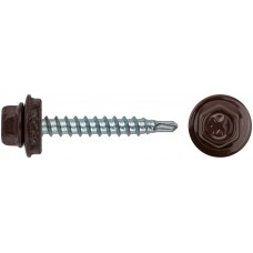 Шурупы кровельные со сверлом 4.8 х 32, коричневый RAL-8017 100шт. Фасовка (23567-0)