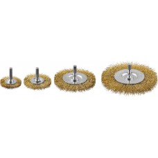 Набор дисковых щёток-крацовок для дрели 38/50/75/100 мм, витая латунированная стальная проволока ЗУБР Профессионал 3521-H4_z03  