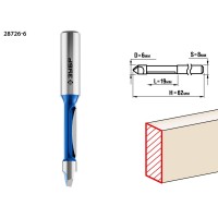 Фреза кромочная прямая со сверлом 6 x 19 мм, хвостовик 8 мм ЗУБР Профессионал 28726-6