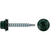 Шурупы кровельные со сверлом 4.8 х 32, темно-зеленый RAL-6005 100шт. Фасовка (23565-0)