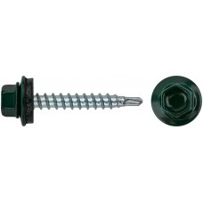 Шурупы кровельные со сверлом 4.8 х 32, темно-зеленый RAL-6005 100шт. Фасовка (23565-0)