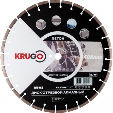 Диск алмазный для бетона, лазерная сварка 400x25.4x40x3.6x10mm KRUGO (LCB16A)