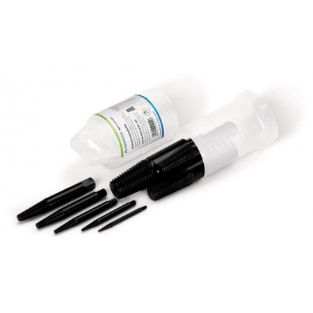 Набор экстракторов спиральных, 8 пр., #1/2/3/4/5/6/7/8, M3 - M45, пластиковый цилиндрический кейс, для правой резьбы (RE-4709023)