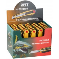 Нож технический 18 мм усиленный прорезиненный, 2-х сторонняя автофиксация, шоу-бокс (10249)