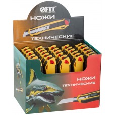 Нож технический 18 мм усиленный прорезиненный, 2-х сторонняя автофиксация, шоу-бокс (10249)