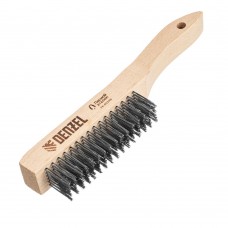 Щетка зачистная 6-и рядная, прямая проволока из нержавеющей стали с деревянной ручкой, EFP// Denzel (74846)