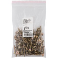 Шурупы желтопассированные, универсальные 5 х 25 100 шт Фасовка (21525-0)