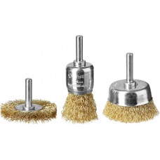 Набор щеток для дрели d 24/50/50 мм, витая стальная латунированная проволока 0.3 мм ЗУБР Профессионал 3530-H3_z02