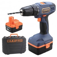 Дрель-Шуруповерт Аккумуляторная 14,4 В; 0-350/0-1100 об/мин; 10 мм; 24 Нм; 2батареи(Ni-Cd) х1,5 Ач; 15+1; 1 ч.; регулировка оборотов; резиновые вставк (85016)