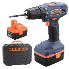 Дрель-Шуруповерт Аккумуляторная 14,4 В; 0-350/0-1100 об/мин; 10 мм; 24 Нм; 2батареи(Ni-Cd) х1,5 Ач; 15+1; 1 ч.; регулировка оборотов; резиновые вставк (85016)