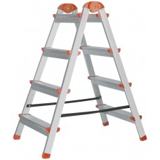 Лестница-стремянка стальная двусторонняя, 4 ступени, Н=88,5 см, вес 5,3 кг (65393)