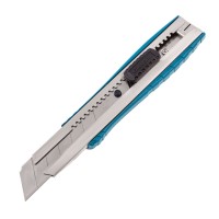 Нож, 195 мм, металлический корпус, выдвижное сегментное лезвие 25 мм (SK-5) металлическая направляющая, клипса для ремня Gross (78896)